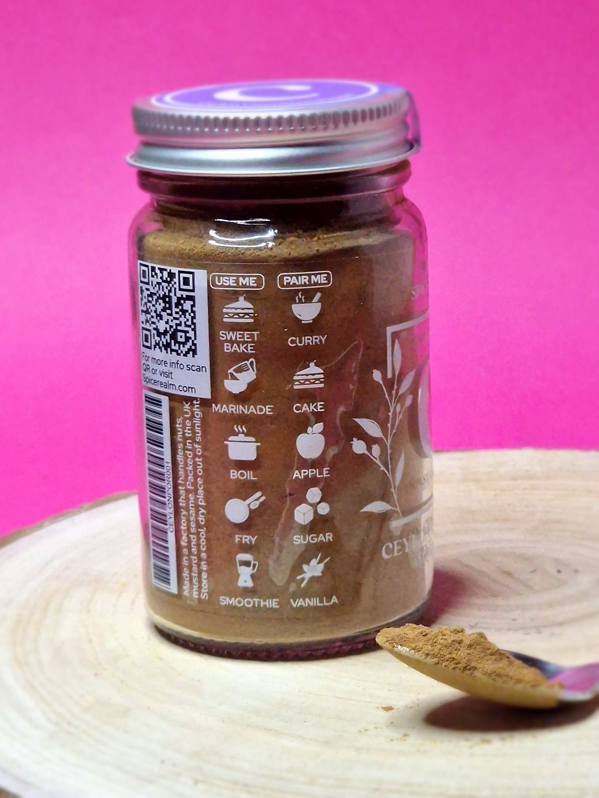 Use me, pair me chart for Ceylon Cinnamon: sprinkle on porridge, add to baked goods, enhance fruit compotes