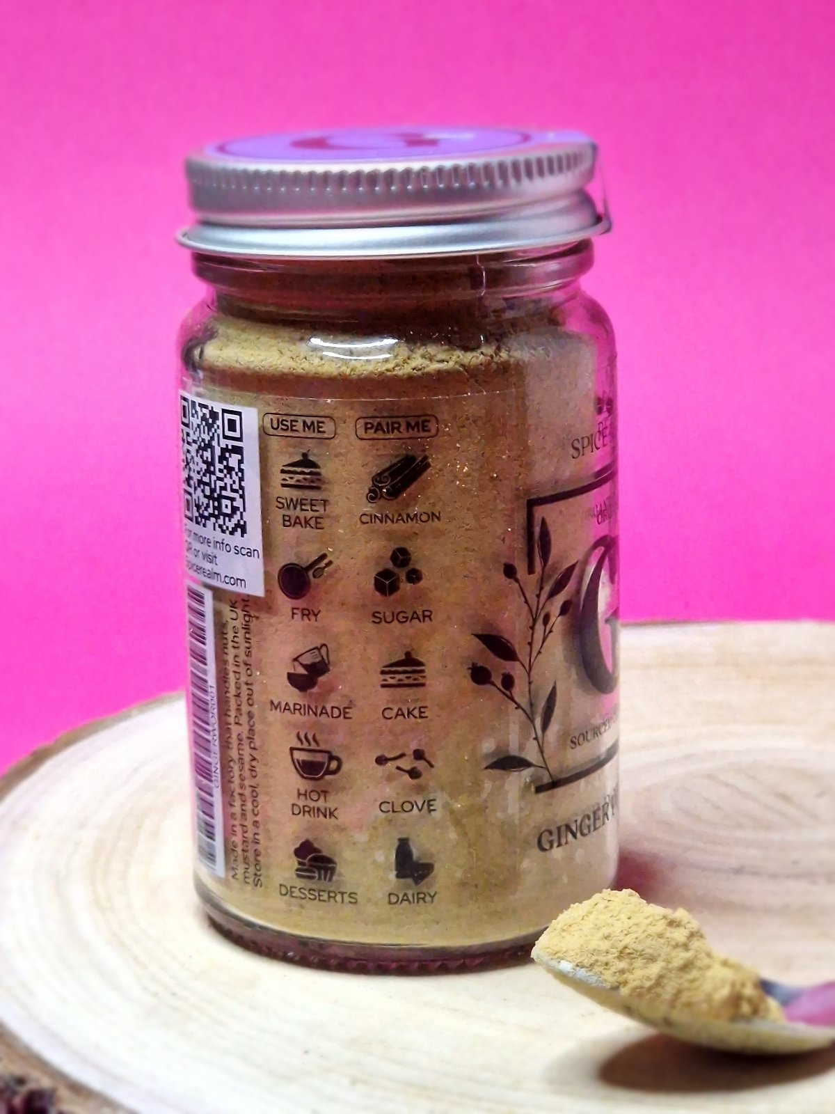 Use me, pair me chart for Ginger Powder: add to baked goods, mix into stir-fries, pair with citrus flavours