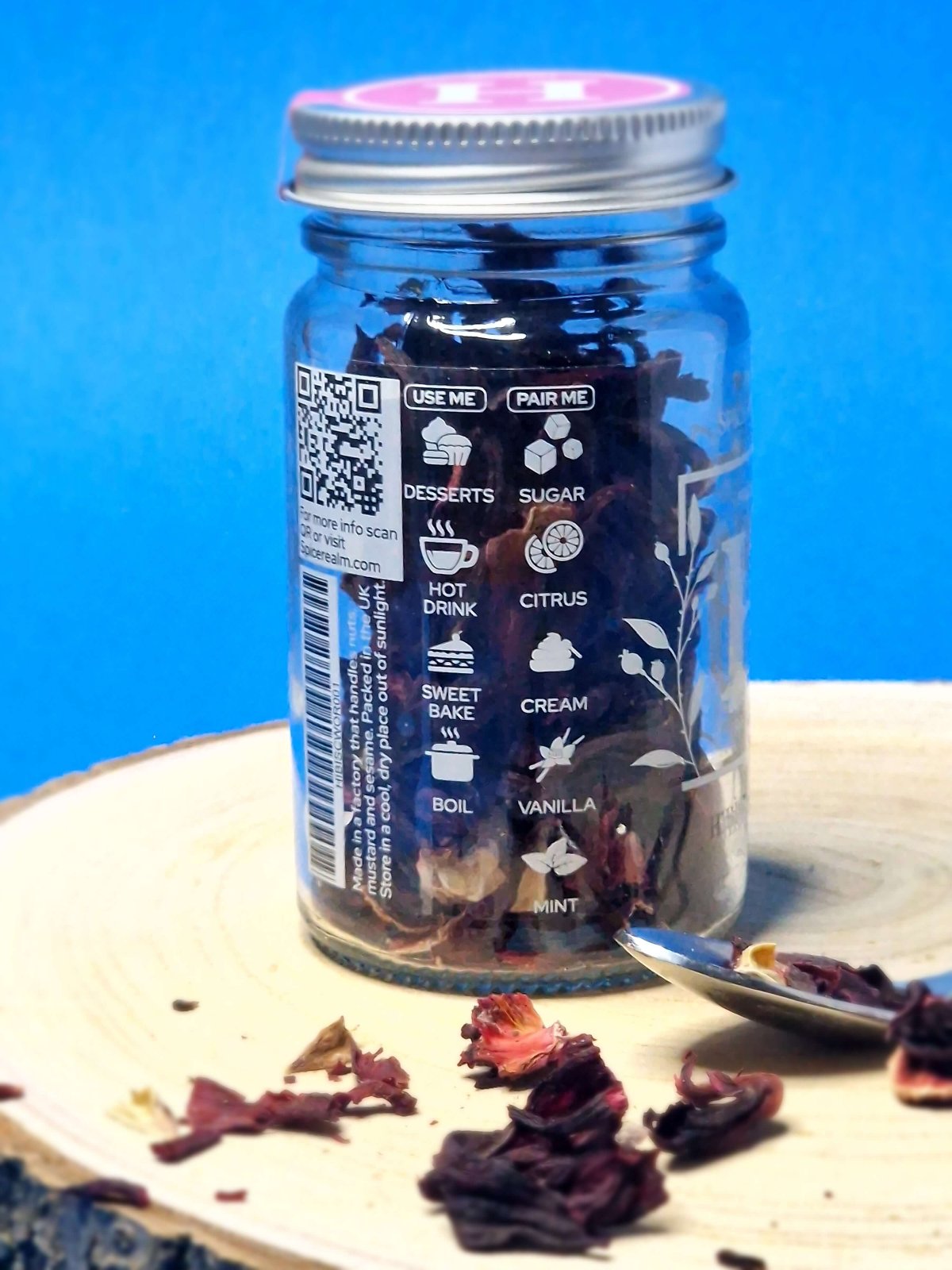 Use and pair guide for Hibiscus: brew as iced tea, infuse in cocktails, complement fruit-based desserts