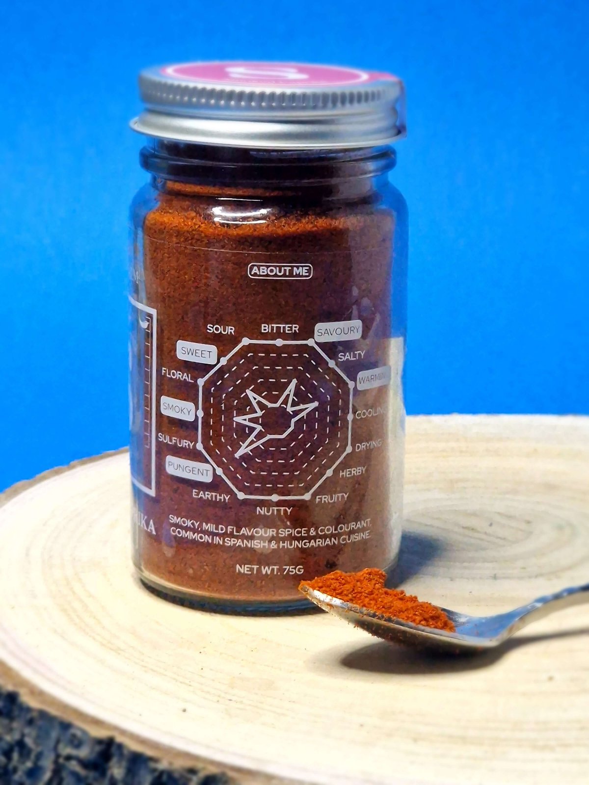 Flavour wheel for Smoked Paprika showing its rich, smoky taste with sweet and peppery notes