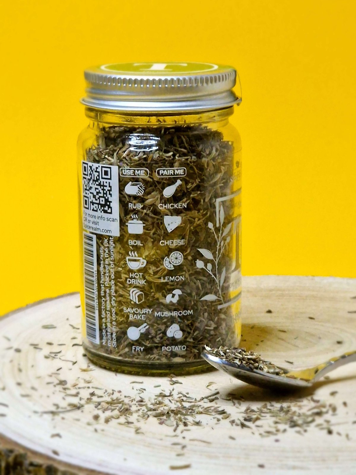 Usage and pairing suggestions for Thyme: season roast chicken, add to stuffing, complement mushroom dishes