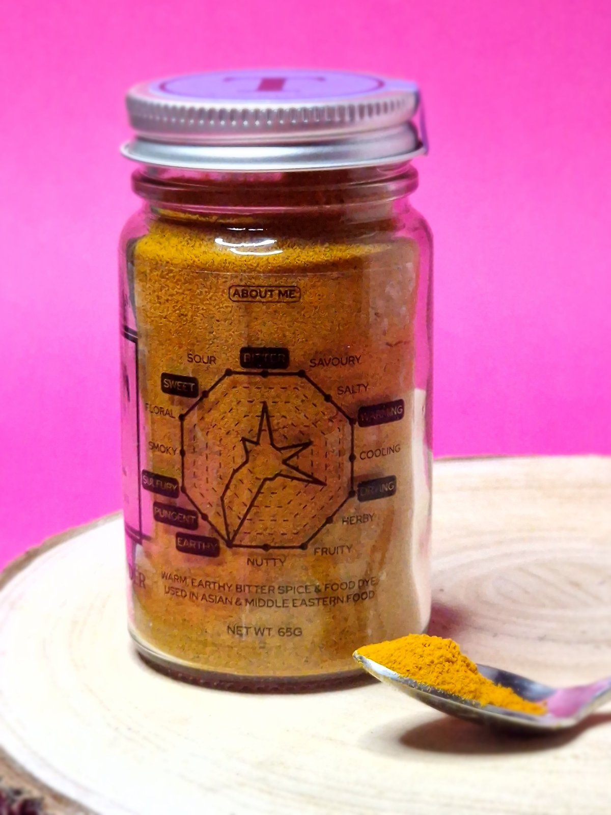 Taste diagram for Turmeric Powder showing its warm, earthy flavour with a slight bitterness